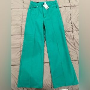 Green Denim Wide Legged Jeans